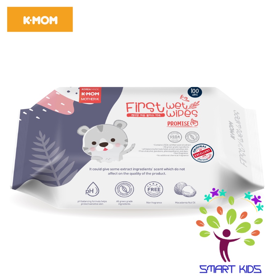 KHĂN ƯỚT CAO CẤP FIRST WET WIPES K-MOM HÀN QUỐC KHĂN ƯỚT KMOM LALABEBE