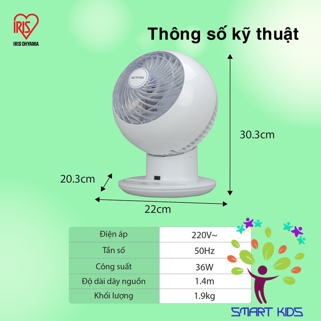 Quạt đối lưu không khí Iris Ohyama PCF-SC15C Quạt để bàn thiết kế nhỏ gọn, điều khiển từ xa, có công tắc hẹn giờ