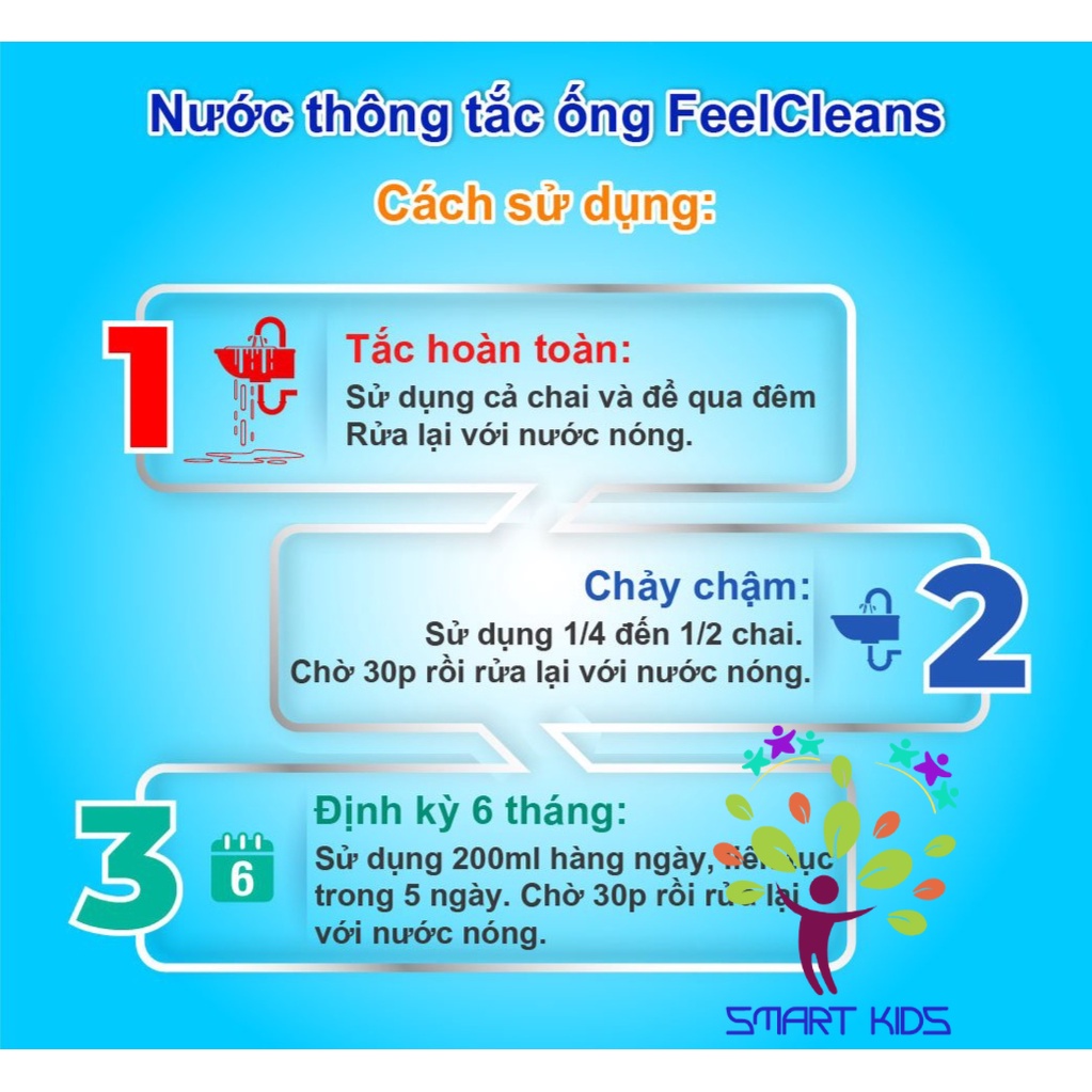 Nước thông tắc đường ống FeelCleans 1 Lít Made In Spain
