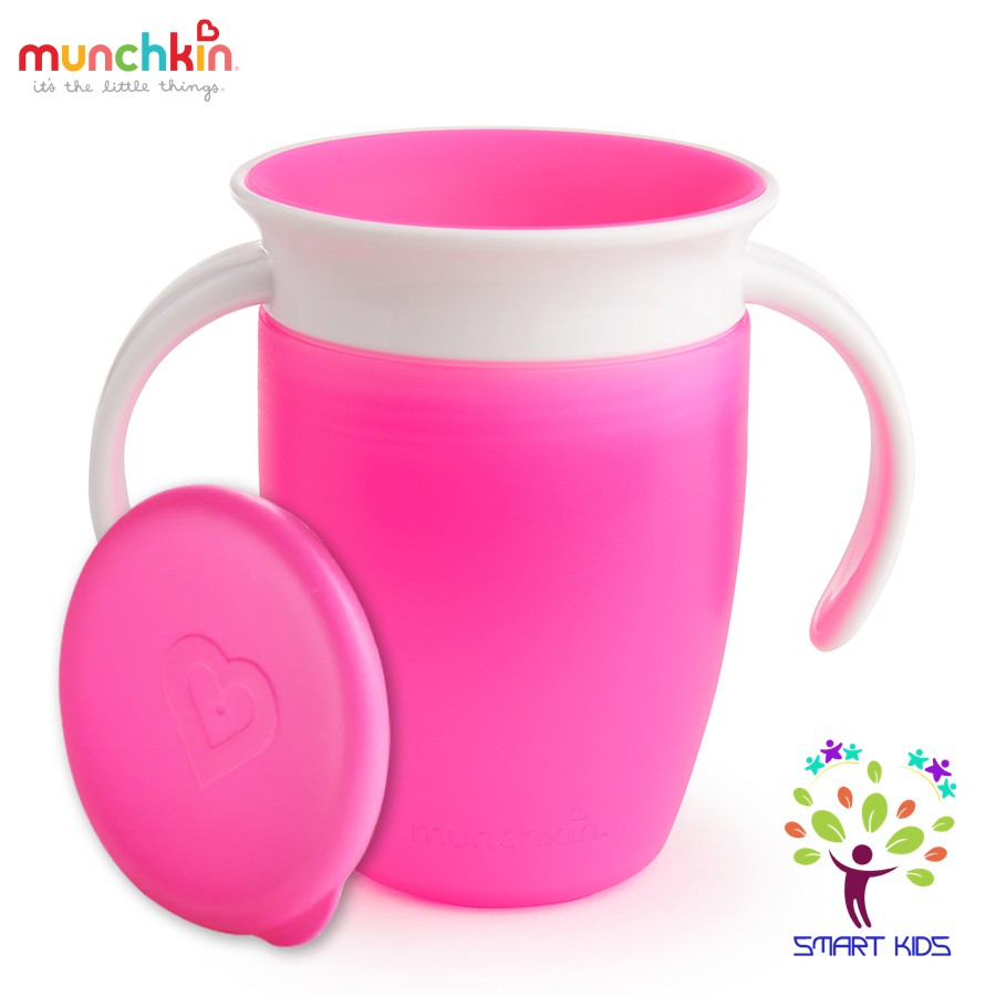 CỐC TẬP UỐNG 360 ĐỘ CHỐNG ĐỔ MUNCHKIN CÓ NẮP 207ML