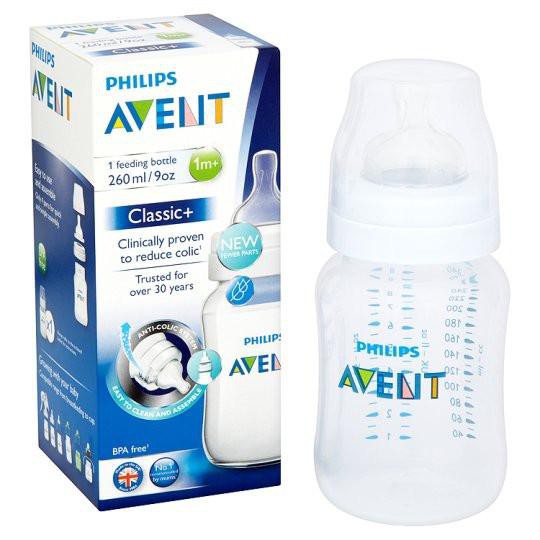 Bình sữa Philips Avent Classic+ nhựa PA siêu cao cấp thiết kế cổ điển 125/260/330ml