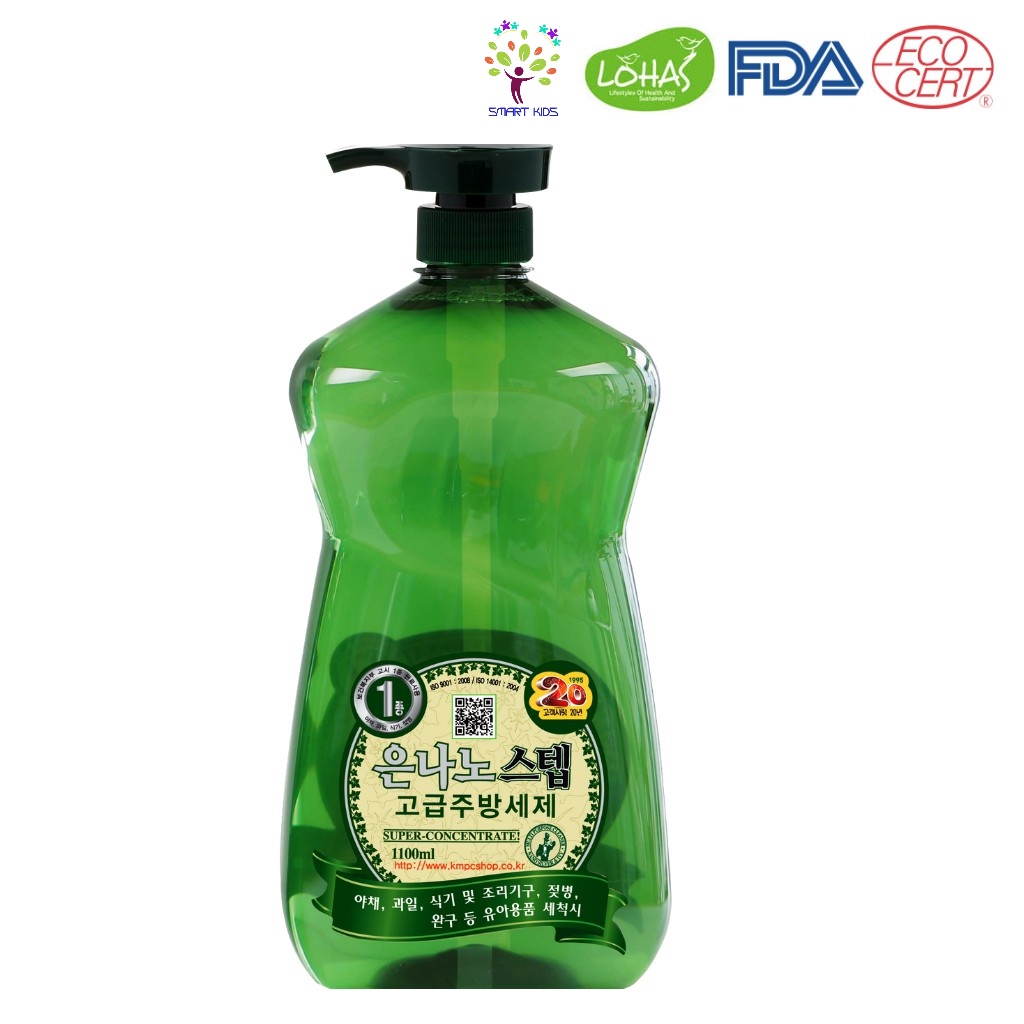 Gel rửa chén bát và rau củ hữu cơ Silvernano Step 1100ml Hàn Quốc