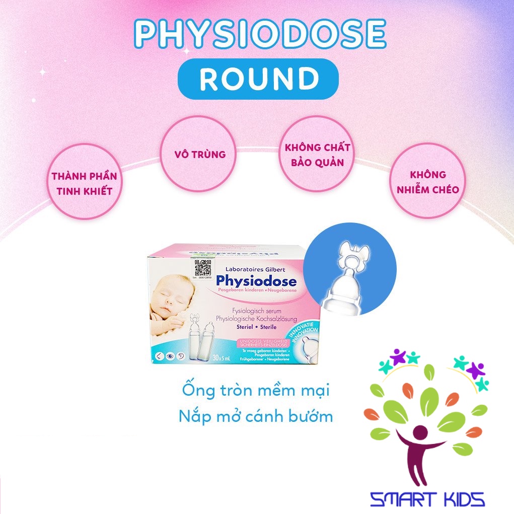 Nước Muối Sinh Lý Physiodose Round (Hộp 30 ống x 5ml)