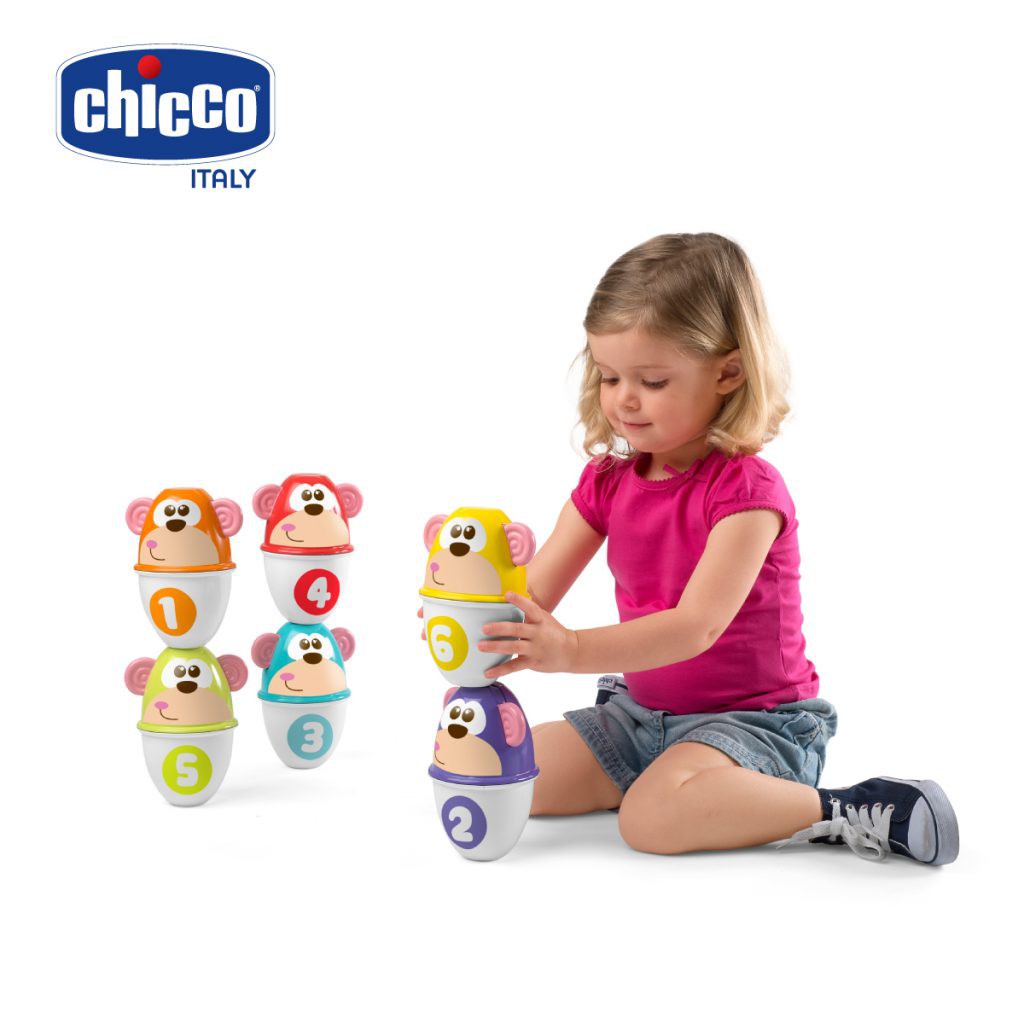 Bộ đồ chơi Bowling khỉ con Chicco 18M+ (Bộ 6 chiếc)