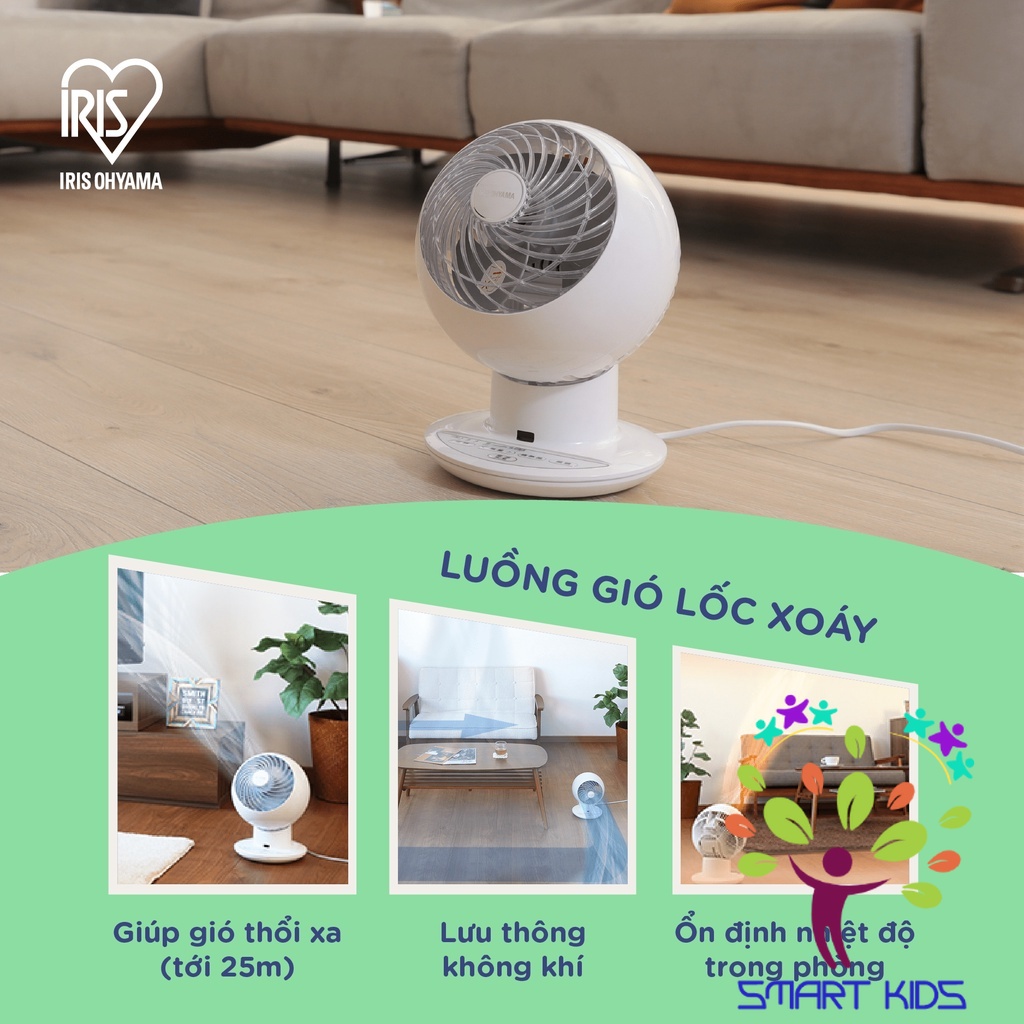 Quạt đối lưu không khí Iris Ohyama PCF-SC15C Quạt để bàn thiết kế nhỏ gọn, điều khiển từ xa, có công tắc hẹn giờ