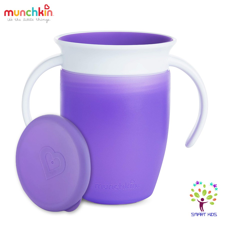 CỐC TẬP UỐNG 360 ĐỘ CHỐNG ĐỔ MUNCHKIN CÓ NẮP 207ML