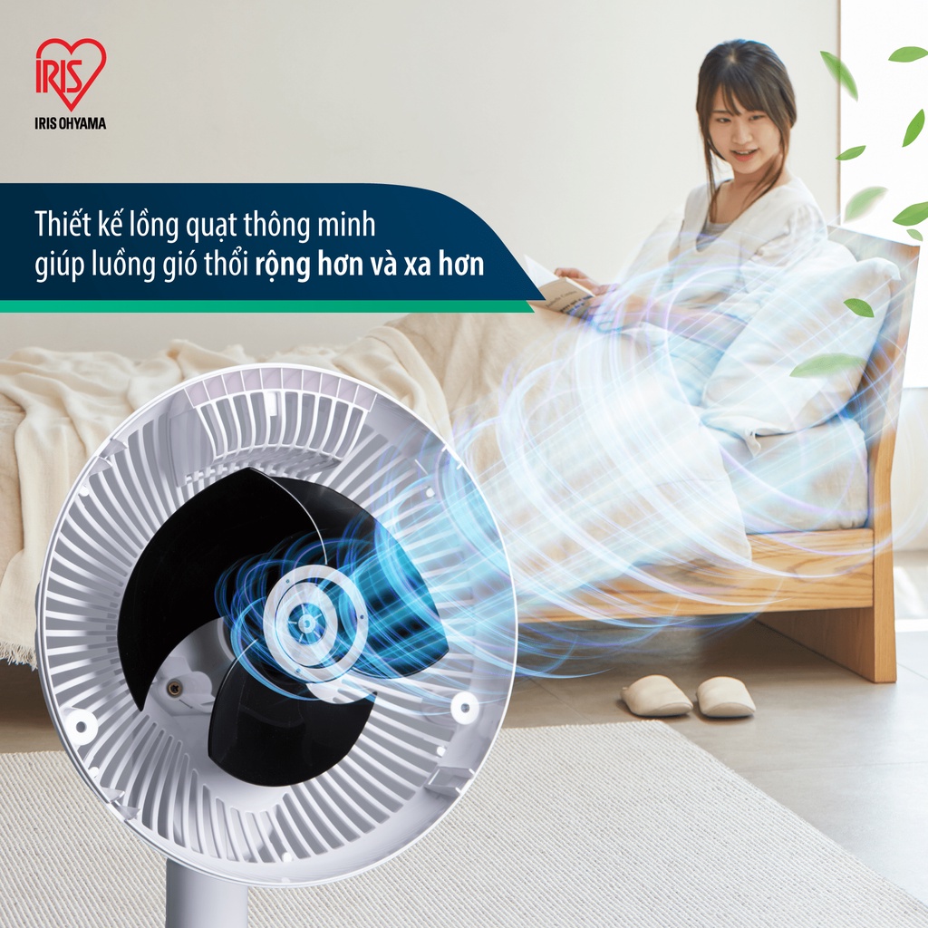 Quạt đối lưu không khí Iris Ohyama STF-DC18T Quạt cây điều khiển từ xa, hẹn giờ bật tắt, tuần hoàn không khí