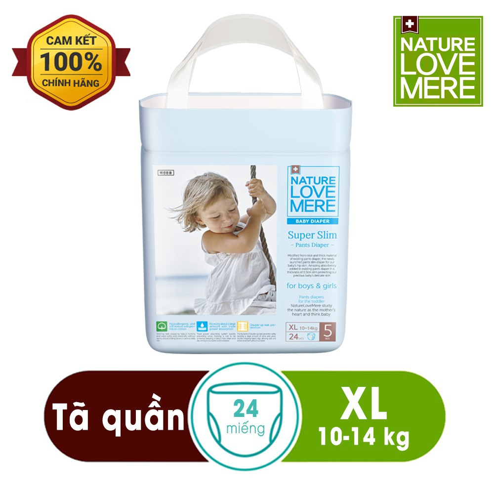 Tã/ Bỉm quần Nature Love Mere Super Slim L30/XL24/XXL20