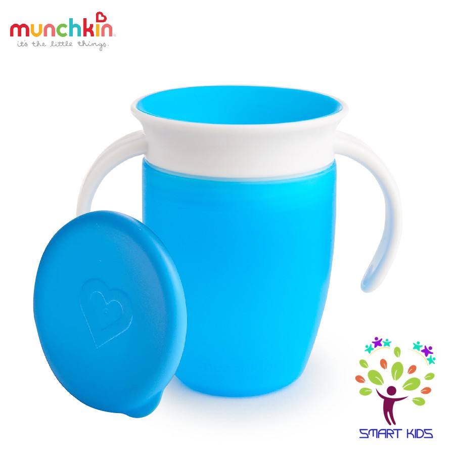 CỐC TẬP UỐNG 360 ĐỘ CHỐNG ĐỔ MUNCHKIN CÓ NẮP 207ML