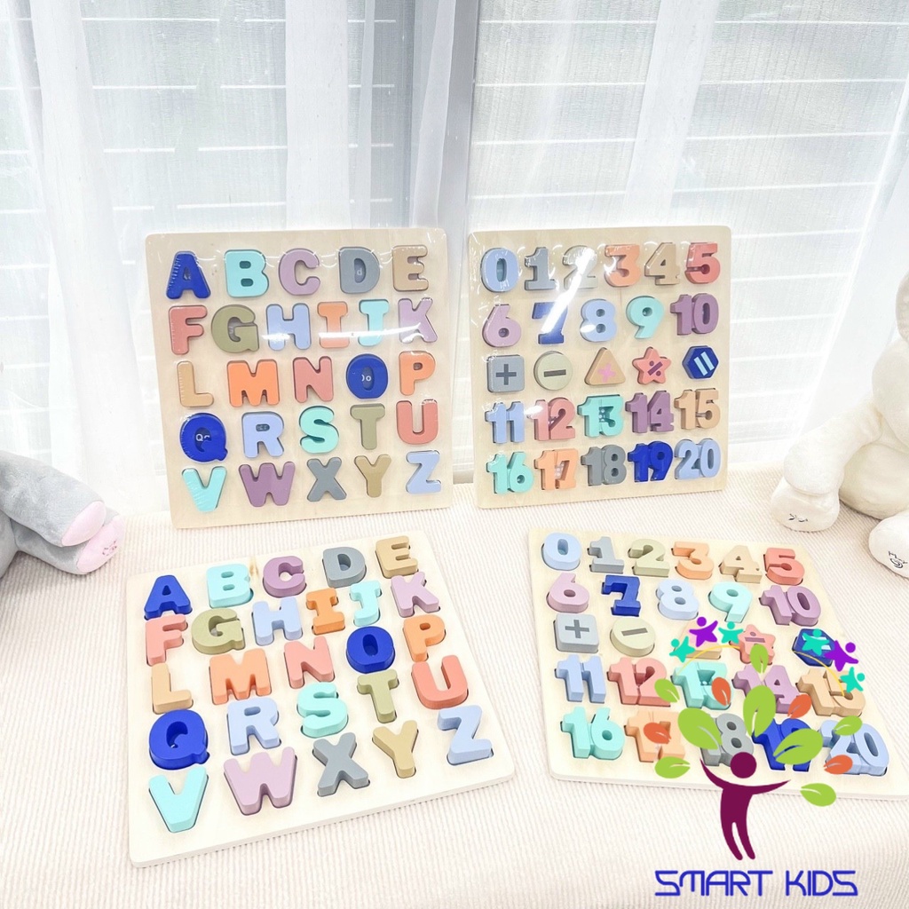 Bộ bảng số học / bảng chữ cái bằng gỗ POMO