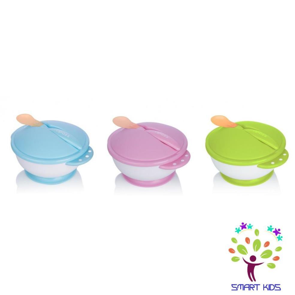 Bát Ăn Dặm Chống Đổ Kèm Nắp & Thìa Cảm Ứng Nhiệt Upass UP5026Y