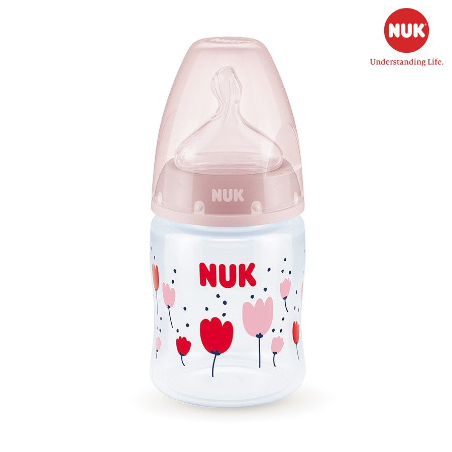 BÌNH SỮA CẢM BIẾN NHIỆT NUK PP 150ML/300ML NÚM TI SILICONE