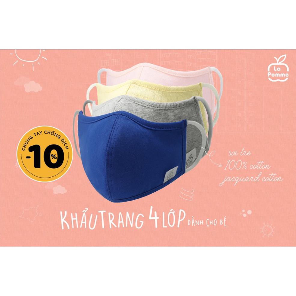 Set 2 chiếc khẩu trang 4 lớp cho bé La pomme 6m-5y