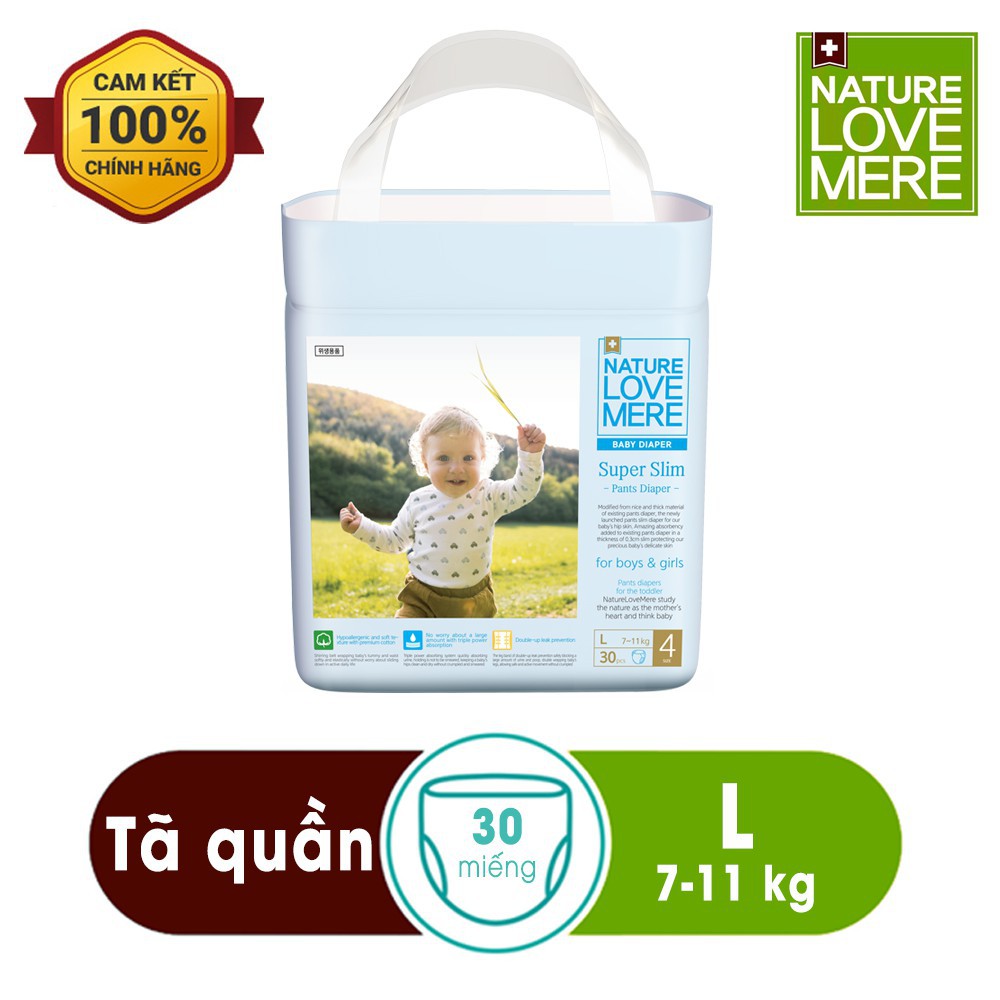 Tã/ Bỉm quần Nature Love Mere Super Slim L30/XL24/XXL20