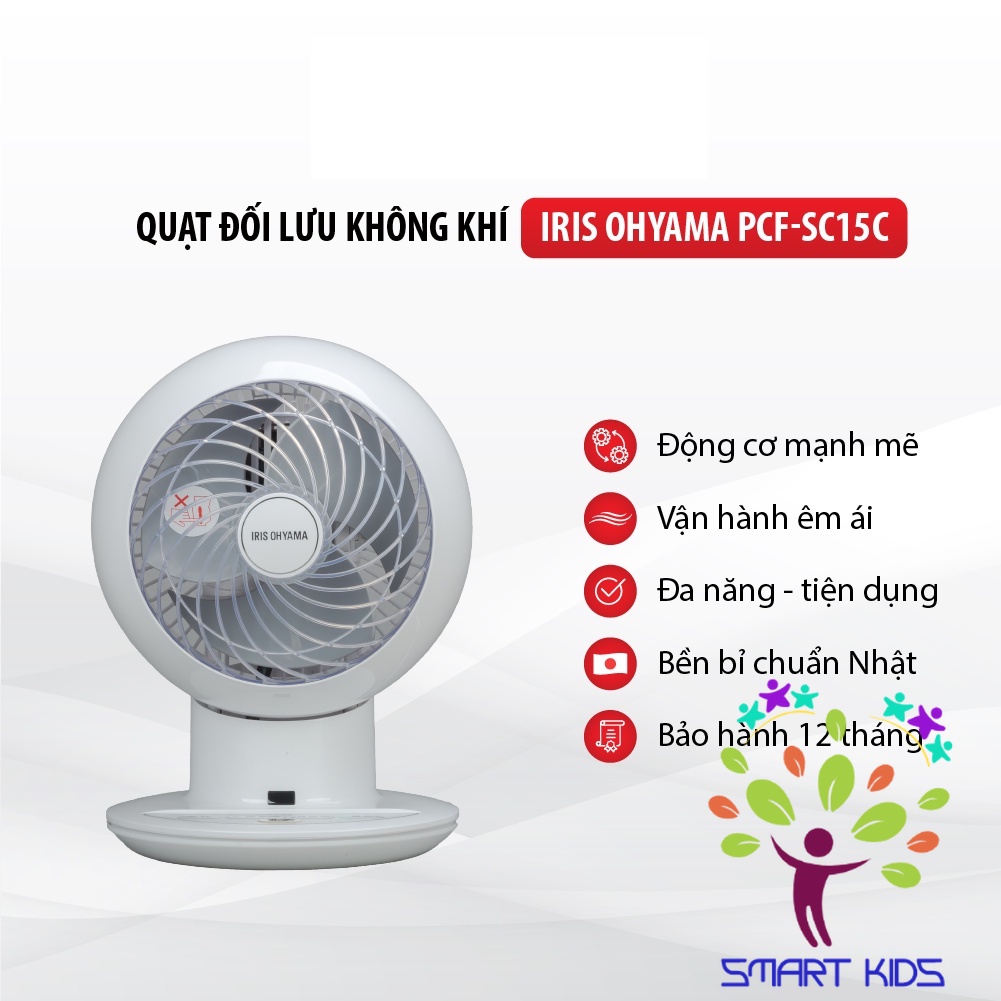 Quạt đối lưu không khí Iris Ohyama PCF-SC15C Quạt để bàn thiết kế nhỏ gọn, điều khiển từ xa, có công tắc hẹn giờ