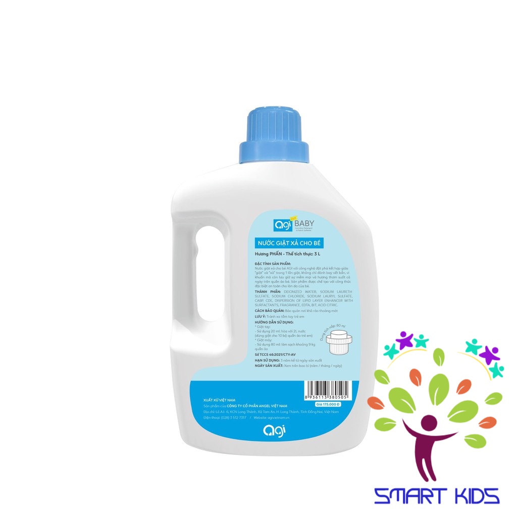 Nước giặt xả cho bé Agi Hương Phấn - 3000ml