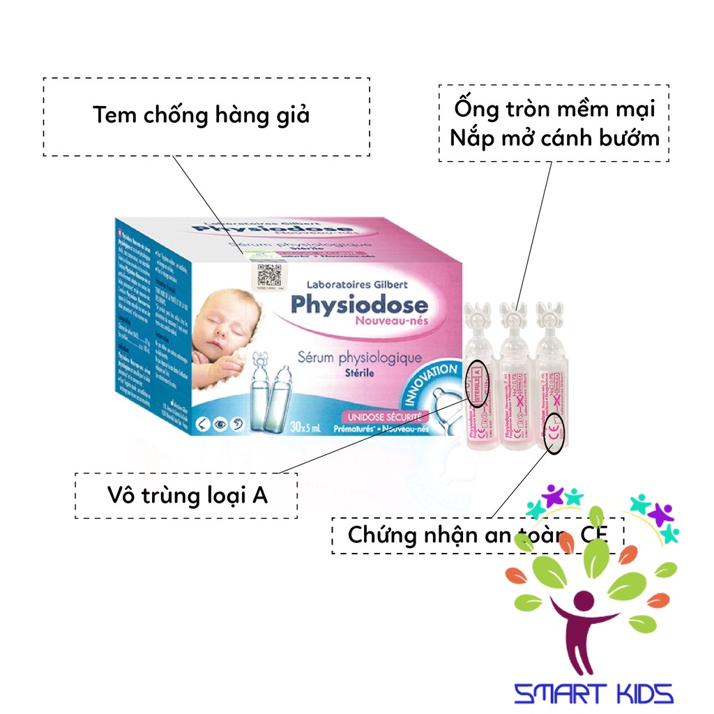 Nước Muối Sinh Lý Physiodose Round (Hộp 30 ống x 5ml)