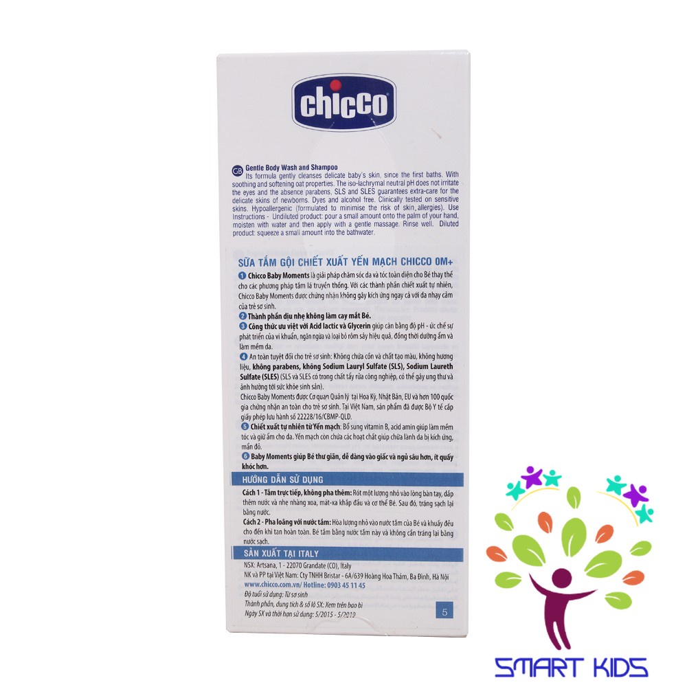 Sữa tắm gội chiết xuất Yến mạch 0M+ Chicco