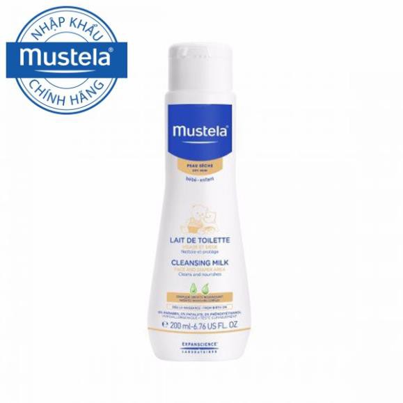 Sữa Làm Sạch Mặt Và Cơ Thế Da Khô Mustela Cleansing Milk 200ml