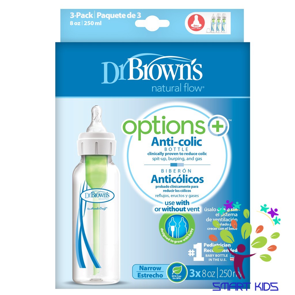 Bộ 3 bình sữa Dr Brown's cổ thường dòng Option + 250ml