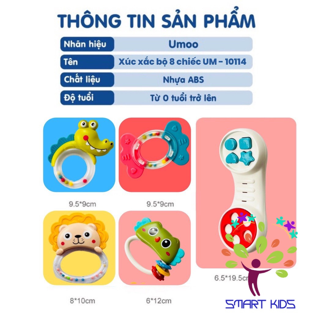 XÚC XẮC ĐỘNG VẬT 8 MÓN UMOO UM-10114