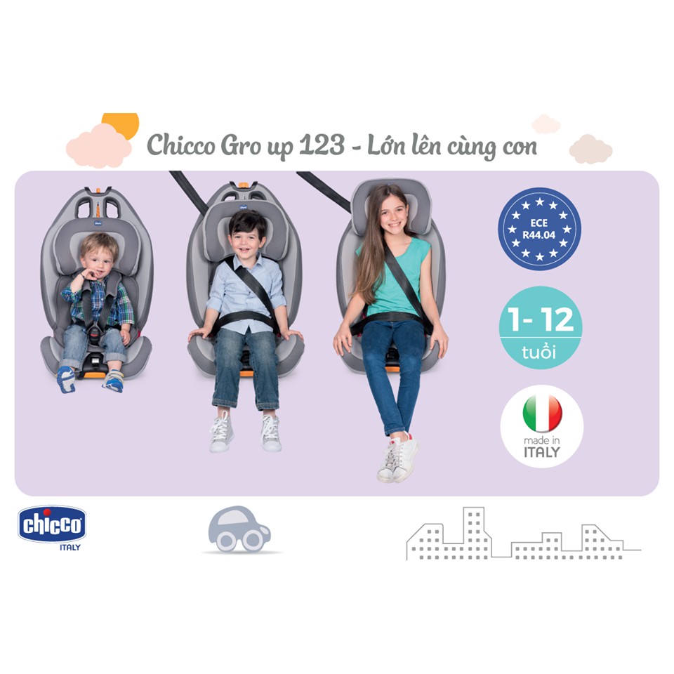 Ghế ngồi ô tô Chicco Gro-Up 123 màu ghi