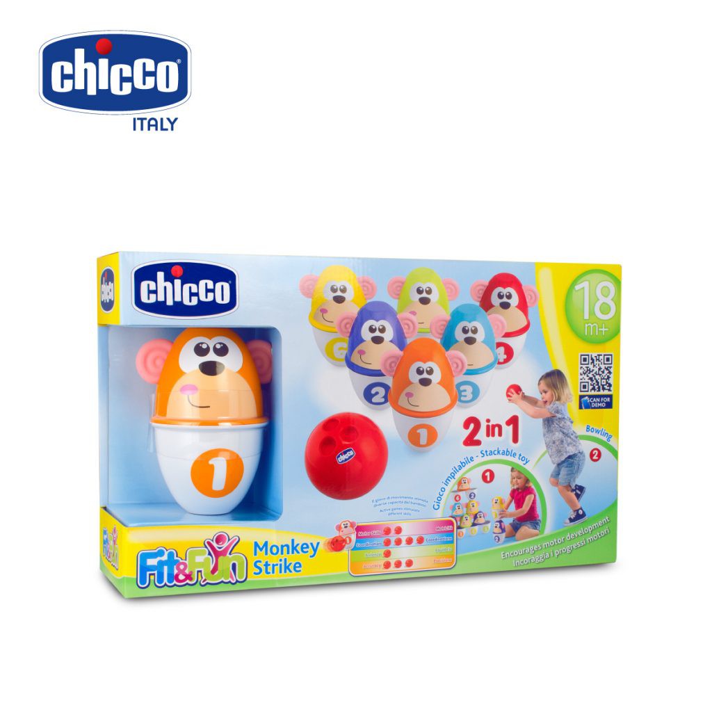 Bộ đồ chơi Bowling khỉ con Chicco 18M+ (Bộ 6 chiếc)