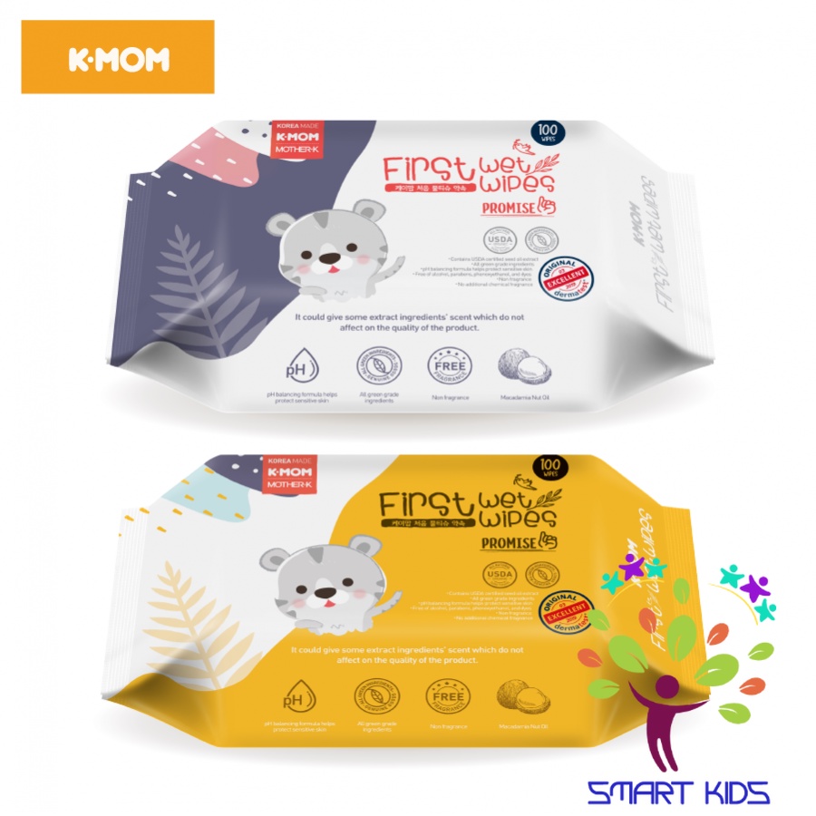 KHĂN ƯỚT CAO CẤP FIRST WET WIPES K-MOM HÀN QUỐC KHĂN ƯỚT KMOM LALABEBE