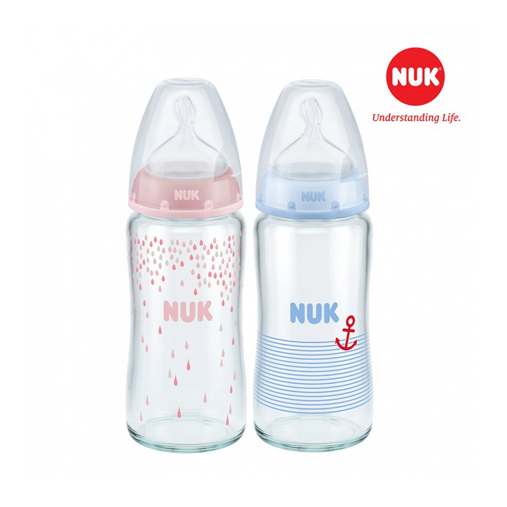 Bình sữa NUK Premium Choice thủy tinh núm ti Silicone S1 - M