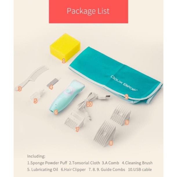 Tông đơ Chống Nước Cắt Tóc Cho Bé Doux Bebe DX 1326