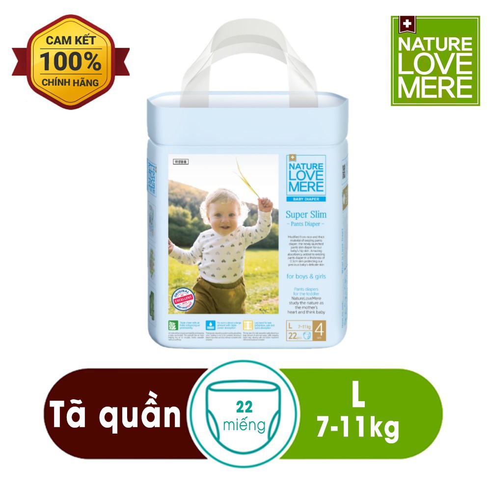 Tã/ Bỉm quần Nature Love Mere Super Slim L30/XL24/XXL20