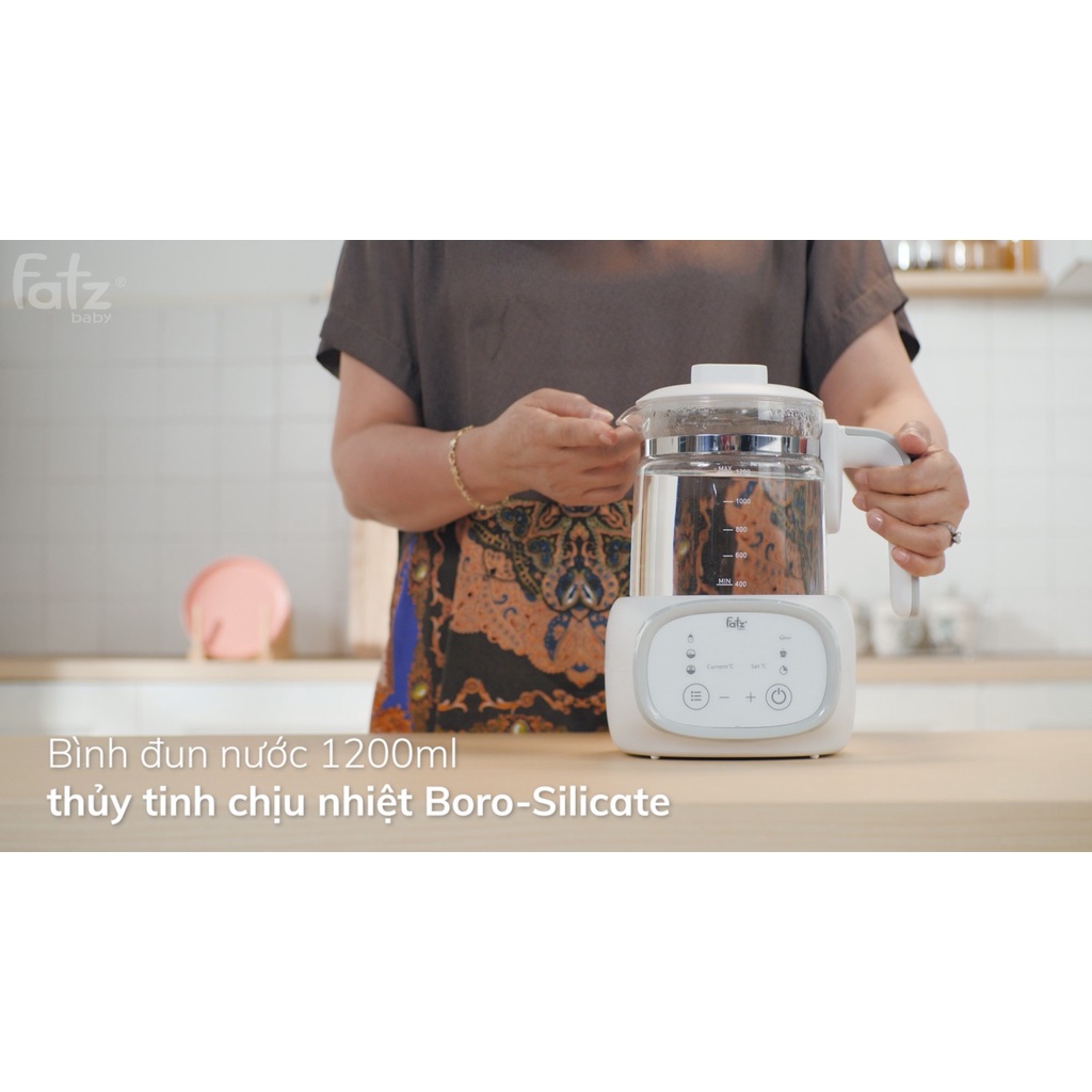 Bình thuỷ tinh thay thế máy đun nước và hâm nước pha sữa điện tử Fatz Baby Quick và multimax 1200ml không kèm nắp