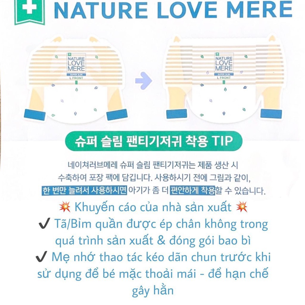 Tã/ Bỉm quần Nature Love Mere Super Slim L30/XL24/XXL20