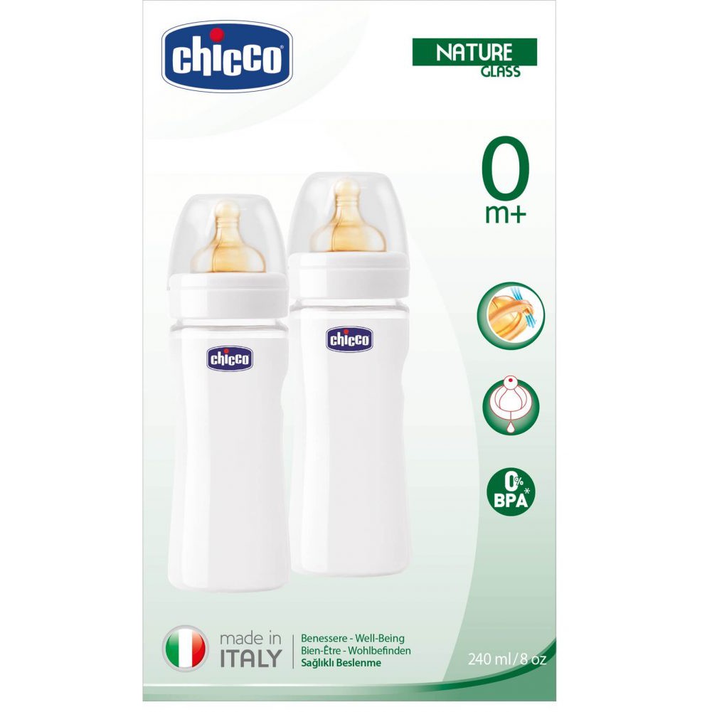 (Chính Hãng) Bộ 2 bình thủy tinh tự nhiên Chicco