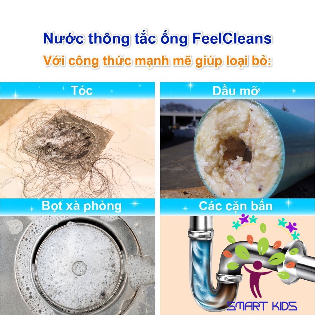 Nước thông tắc đường ống FeelCleans 1 Lít Made In Spain