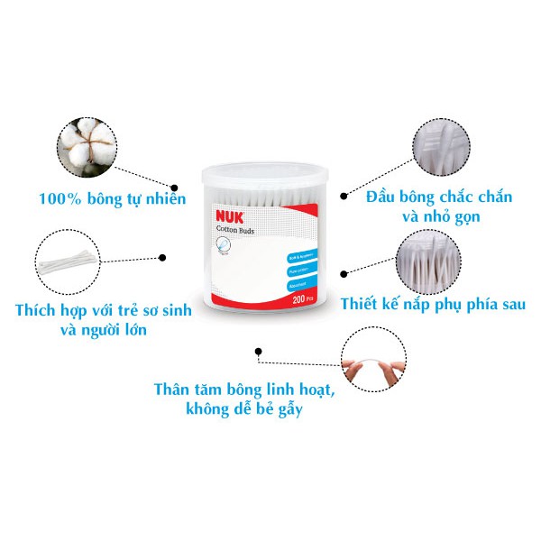 Tăm bông cotton NUK h100c