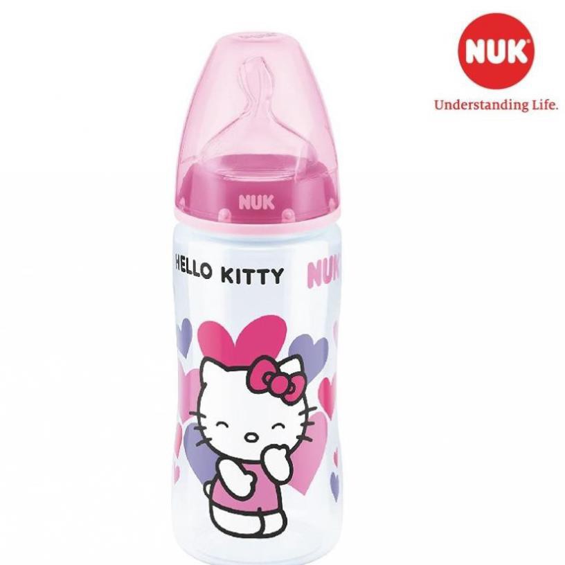 Bình sữa NUK Hello Kitty Premium choice+ nhựa PP núm ti S1 - M 150ml, 300ml