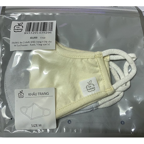Set 2 chiếc khẩu trang 4 lớp cho bé La pomme 6m-5y