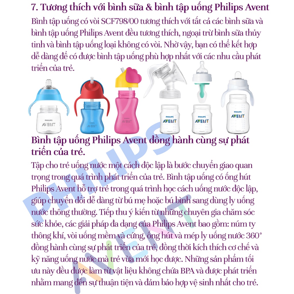 Bình tập uống bằng nhựa, có ống hút hiệu Philips Avent (300ml / 10oz) cho bé từ 12 tháng tuổi scf798.00