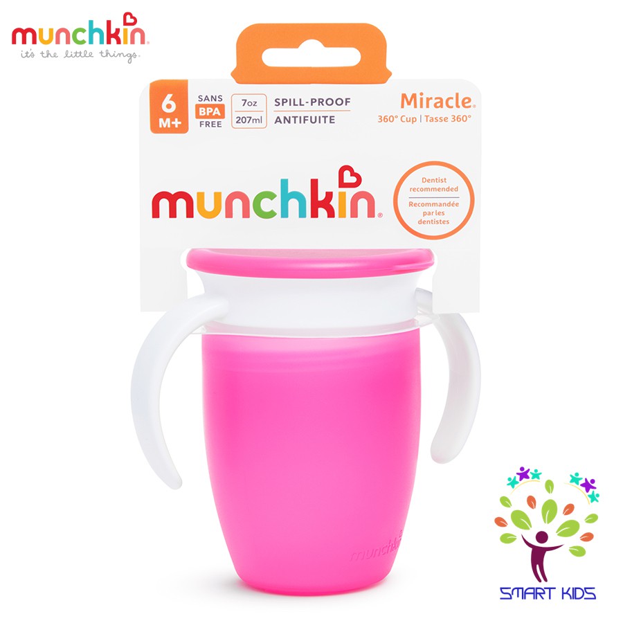 CỐC TẬP UỐNG 360 ĐỘ CHỐNG ĐỔ MUNCHKIN CÓ NẮP 207ML
