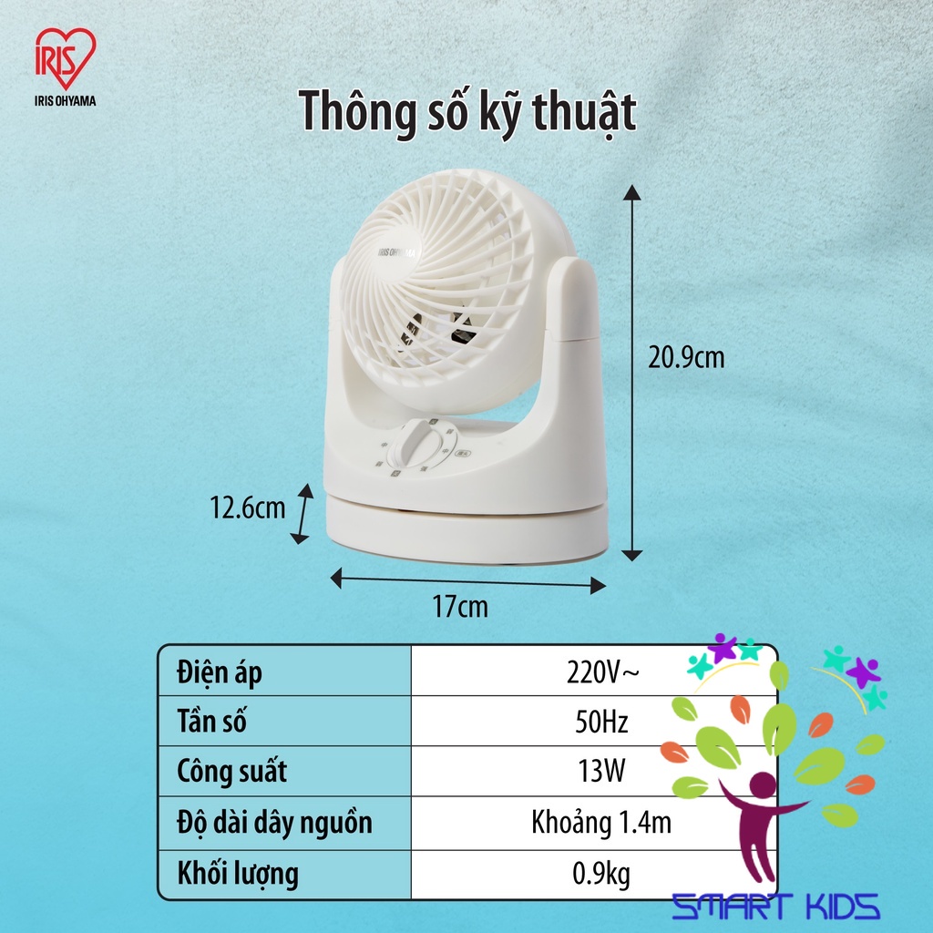 Quạt đối lưu điều hòa không khí Iris Ohyama TAF-MKM10 Quạt điện nhỏ để bàn văn phòng, giường cho bé