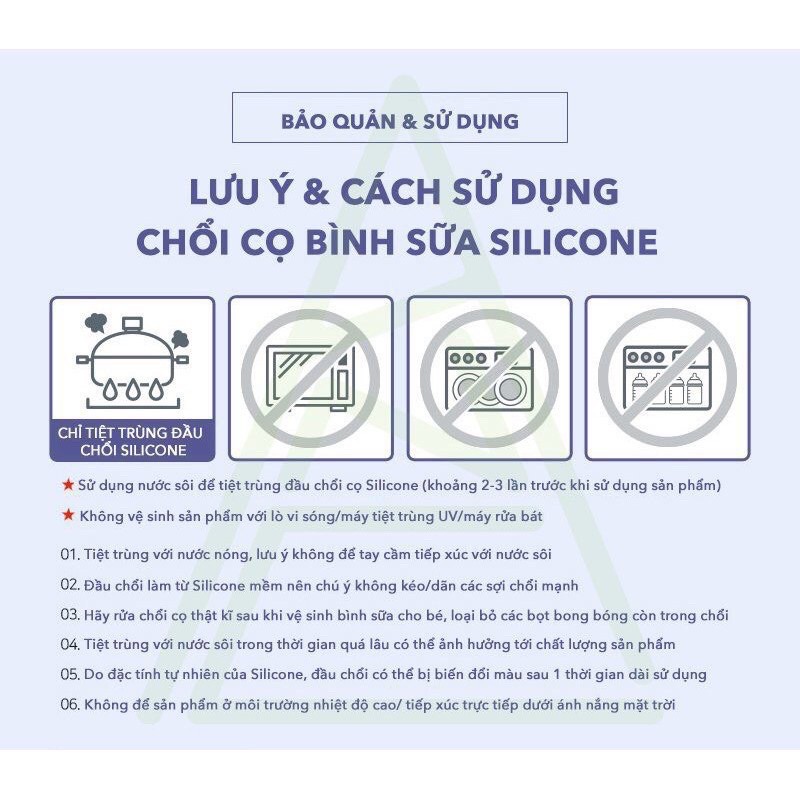Bộ 2 cọ rửa bình và núm ti Silicone cao cấp NATURE LOVE MERE Hàn Quốc