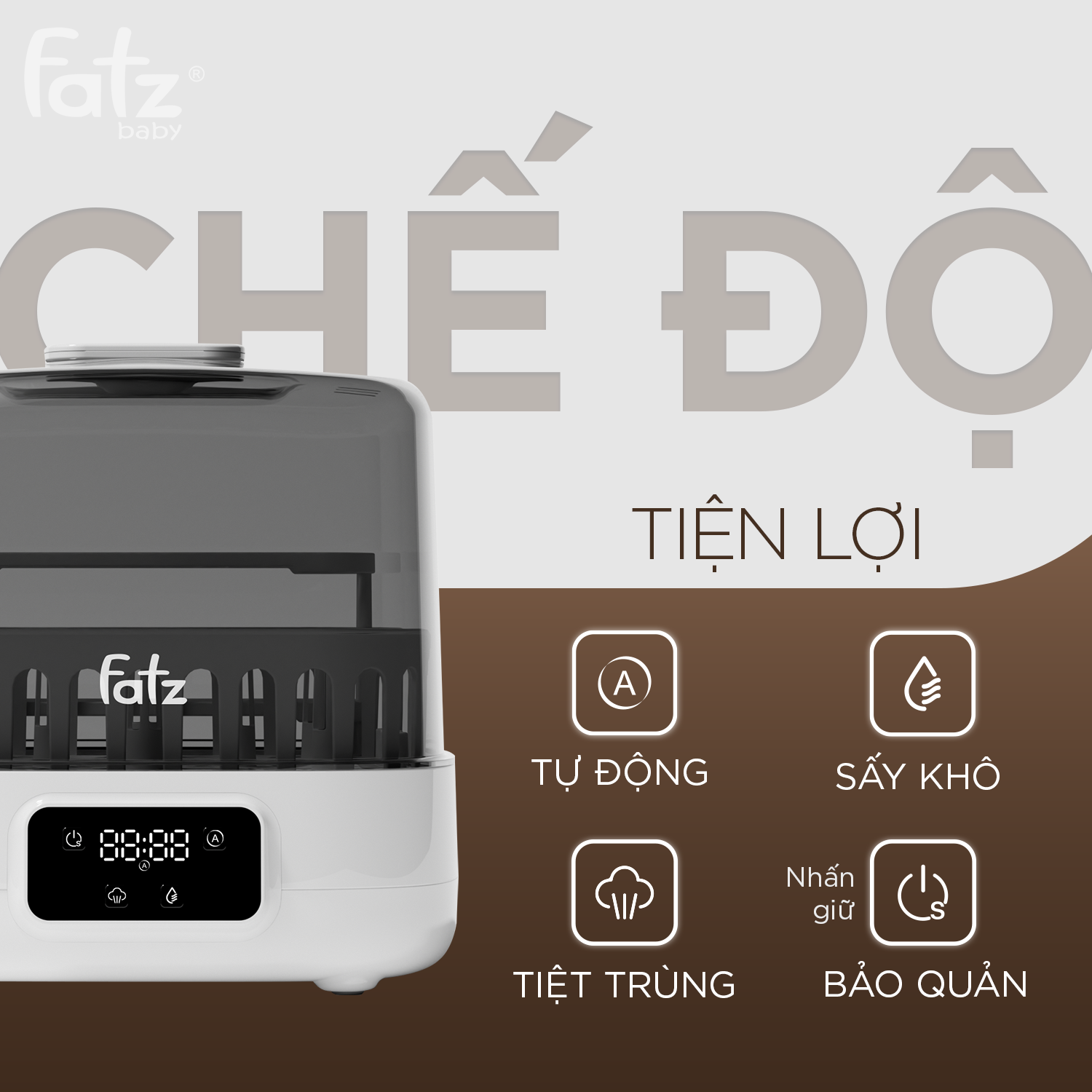 Máy Tiệt Trùng Hơi Nước Sấy Khô Siêu Tốc Thông Minh Fatz Baby Sumo 7 Plus FB4935VN