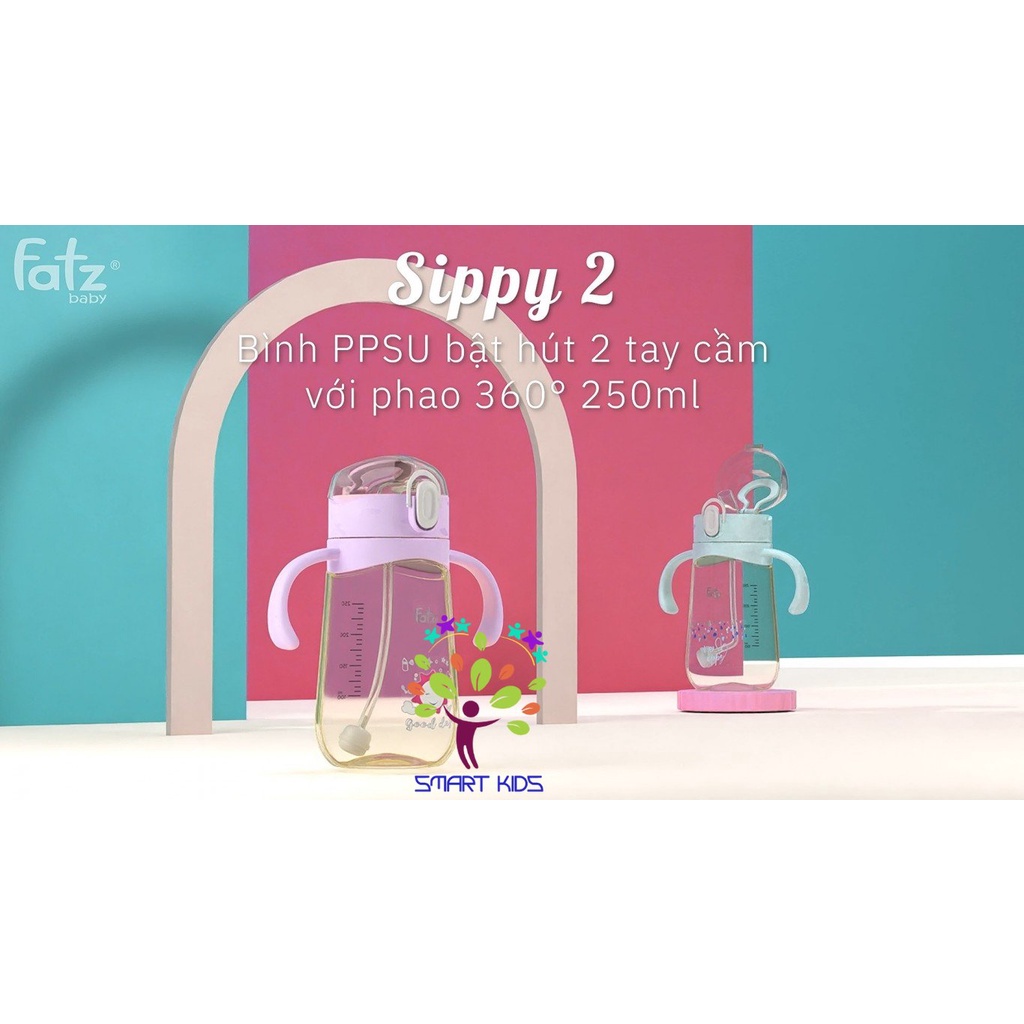 Bình PPSU có ống nhựa 2 tay cầm với phao 360 độ 250ml Fatz Baby SIPPY 2