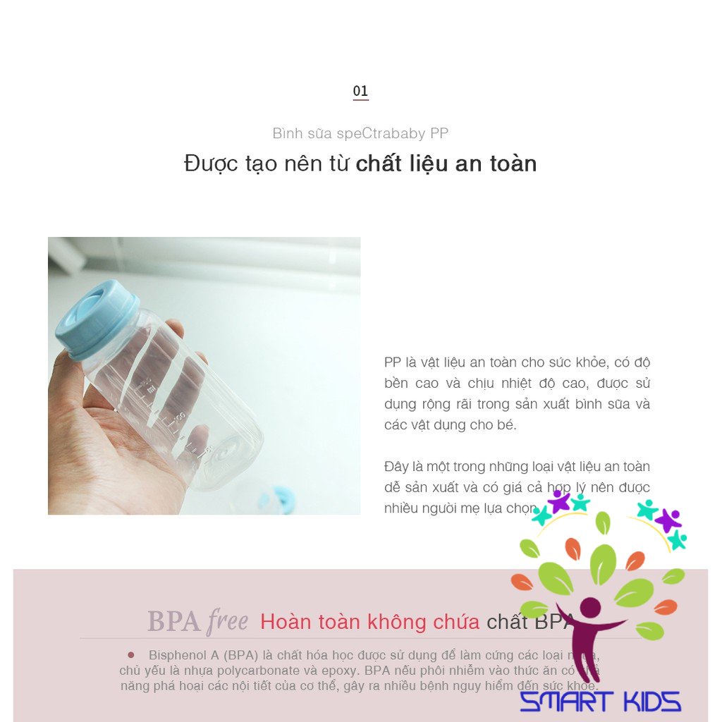 Bộ 3 bình trữ sữa PP cổ hẹp Spectra 150ml