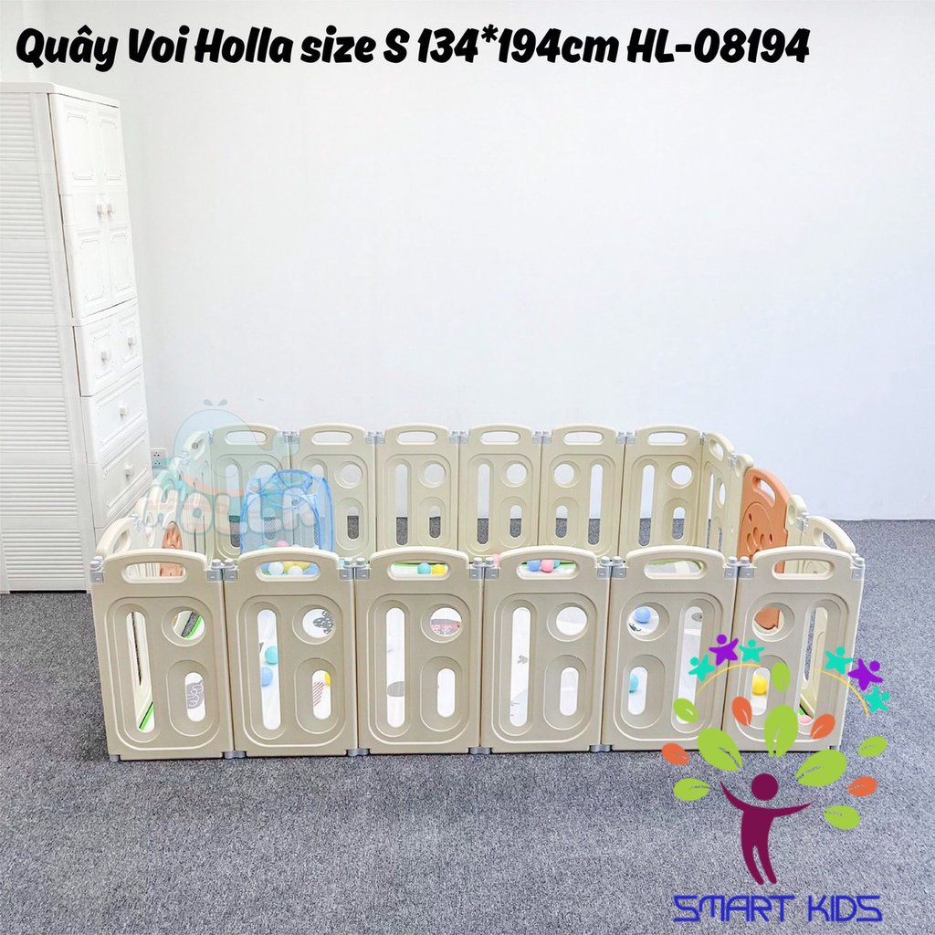 Quây Cũi Nhựa Gấp Gọn Hình Voi HOLLA Tặng Kèm Thảm Và Bóng