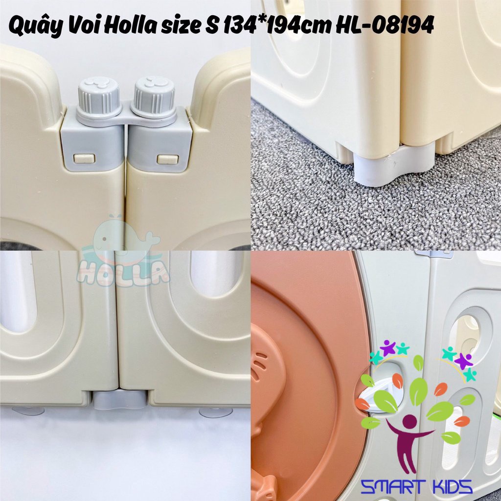 Quây Cũi Nhựa Gấp Gọn Hình Voi HOLLA Tặng Kèm Thảm Và Bóng