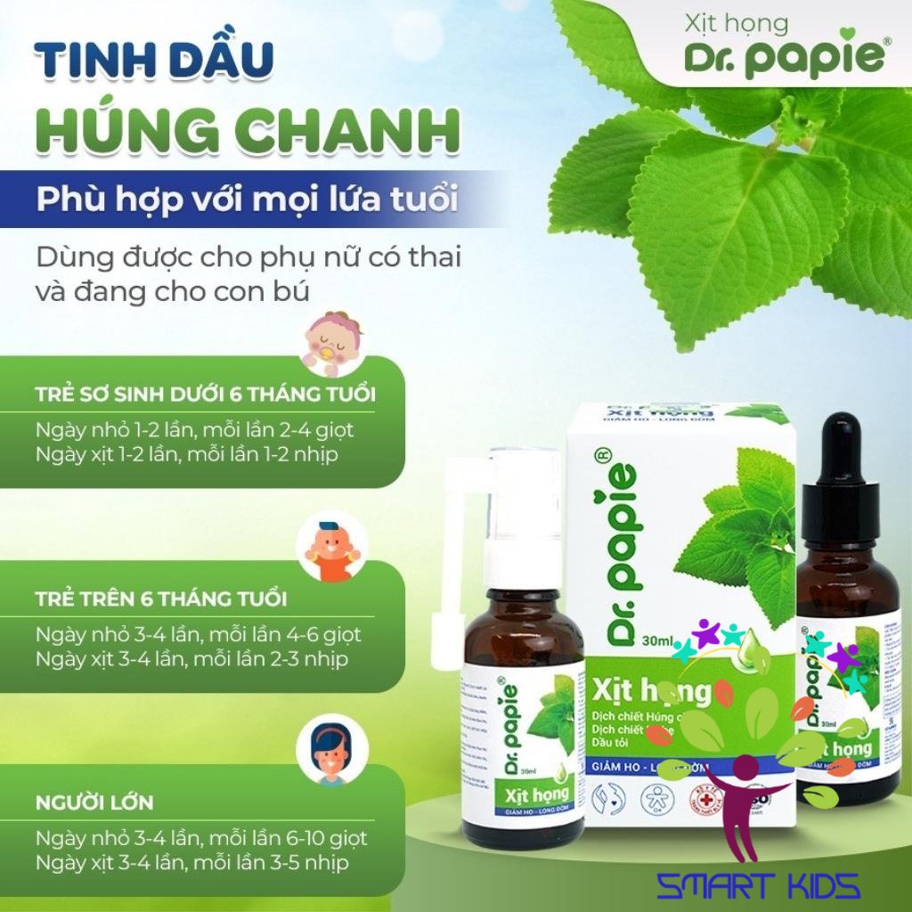 Tinh Dầu Húng Chanh Dr.papie Hỗ Trợ Giảm Ho, Tăng Sức Đề Kháng Đường Hô Hấp 30ml