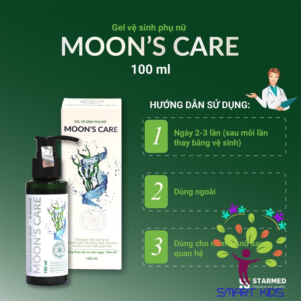 Dung Dịch Vệ Sinh Phụ Nữ Moon's Care  Kháng Khuẩn, Giảm Nấm, An Toàn Cho Da Nhạy Cảm 100ml