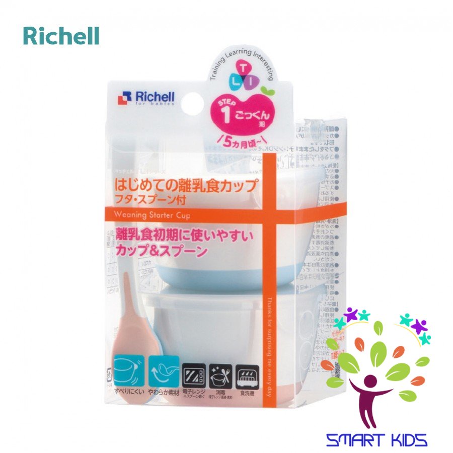 Bộ Chén ăn Dặm T.l.i Richell (kèm Nắp Và Muỗng)